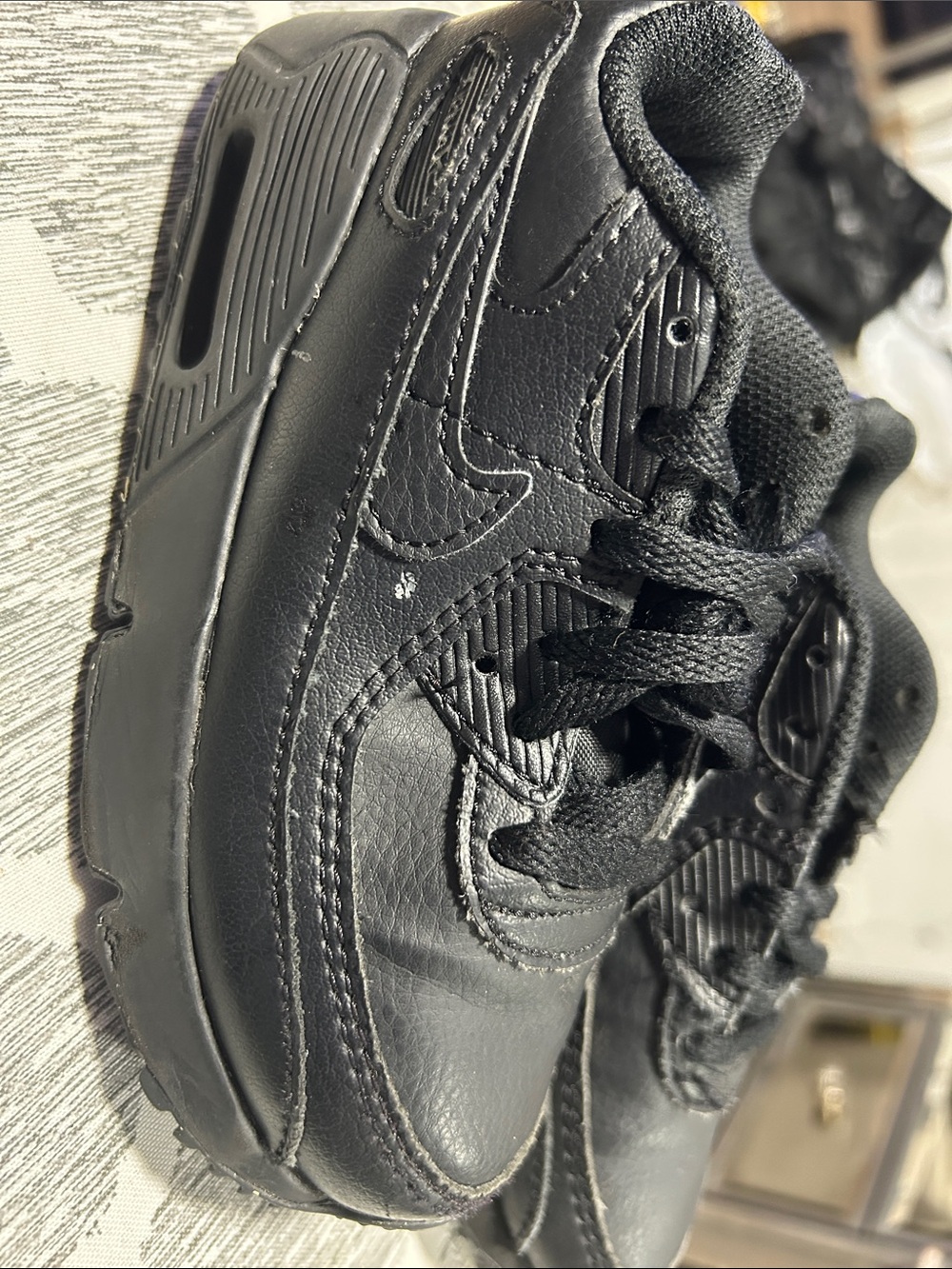 Nike Kids Black Leather Lace-Up Sneakers